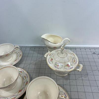 Knowles China 4 Cups & Saucer Plus Cream & Sugar