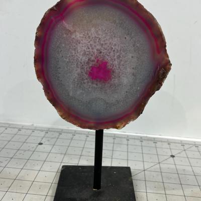 Geode Slice on a Stand with Pink Tint