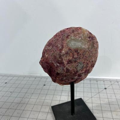 Geode Slice on a Stand with Pink Tint