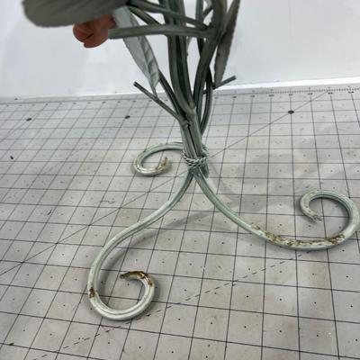 Decorative Metal Candle Holder Green & Pink 