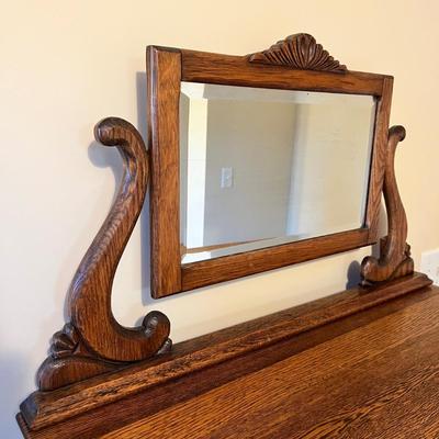 Oak Tall Boy Dresser With Beveled Mirror (UB1-RG)