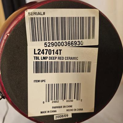 Pair of Deep Red Ceramic Table Lamps (BD-JS)