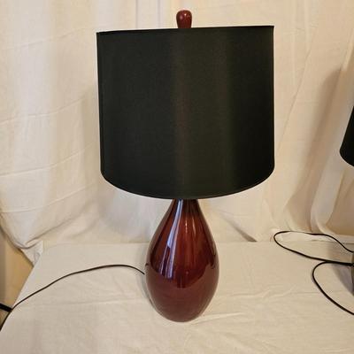 Pair of Deep Red Ceramic Table Lamps (BD-JS)