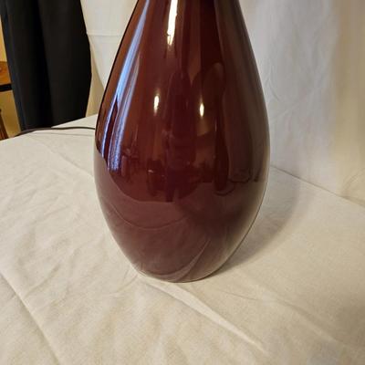 Pair of Deep Red Ceramic Table Lamps (BD-JS)