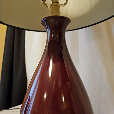 Pair of Deep Red Ceramic Table Lamps (BD-JS)