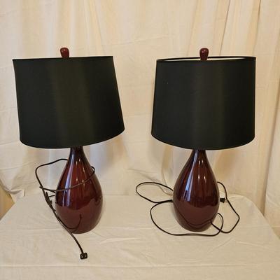 Pair of Deep Red Ceramic Table Lamps (BD-JS)