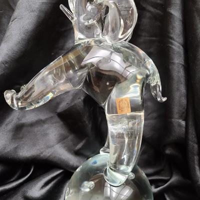 Vintage Licio Zanetti Murano Art Glass Elephant Sculpture - 16" Italian Clear Glass Figurine with Controlled Bubbles