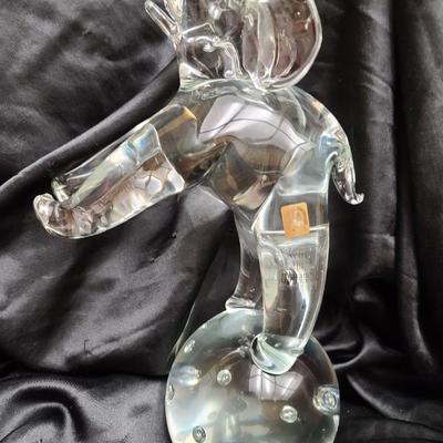 Vintage Licio Zanetti Murano Art Glass Elephant Sculpture - 16" Italian Clear Glass Figurine with Controlled Bubbles