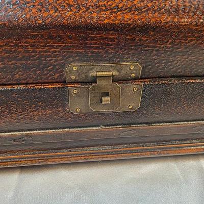 Vintage Domed Wood Storage Chest with Metal Handle Decorative Keepsake Box