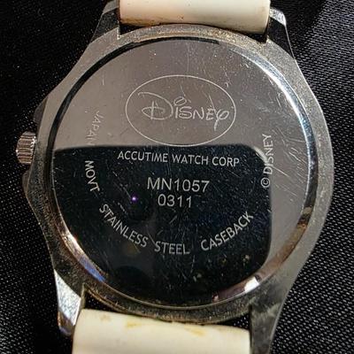 Disney Minnie Mouse Ladies Quartz Watch - Rhinestone Bezel with White Rubber Strap