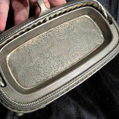Victorian Silverplate Footed Covered Butter Dish – Ornate Ribbed Dome & Engraved Serving Tray