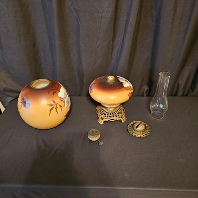 Vintage White Flower 'Gone With the Wind' Style Table Oil Lamp (BD-JS)