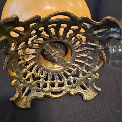 Vintage White Flower 'Gone With the Wind' Style Table Oil Lamp (BD-JS)