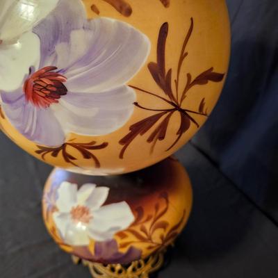 Vintage White Flower 'Gone With the Wind' Style Table Oil Lamp (BD-JS)