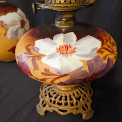Vintage White Flower 'Gone With the Wind' Style Table Oil Lamp (BD-JS)