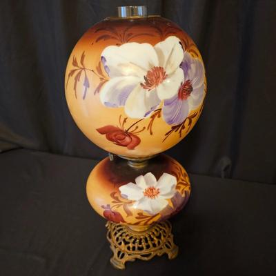 Vintage White Flower 'Gone With the Wind' Style Table Oil Lamp (BD-JS)
