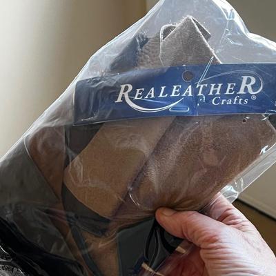 Large Assortment of Leather Scraps Plus Fabric & Sewing (UB1-RG)