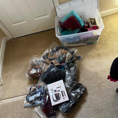 Large Assortment of Leather Scraps Plus Fabric & Sewing (UB1-RG)