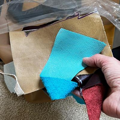 Large Assortment of Leather Scraps Plus Fabric & Sewing (UB1-RG)