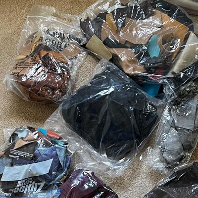 Large Assortment of Leather Scraps Plus Fabric & Sewing (UB1-RG)