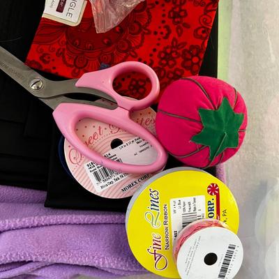 Large Assortment of Leather Scraps Plus Fabric & Sewing (UB1-RG)