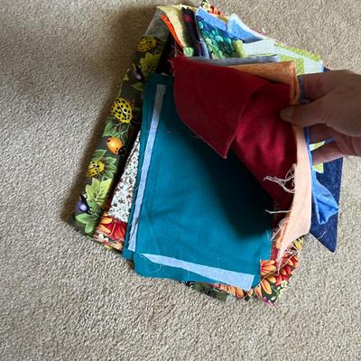 Large Assortment of Leather Scraps Plus Fabric & Sewing (UB1-RG)