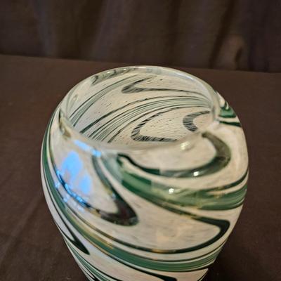 Pair of Blown Glass Vases in Pullerd Feather Style (BD-JS)