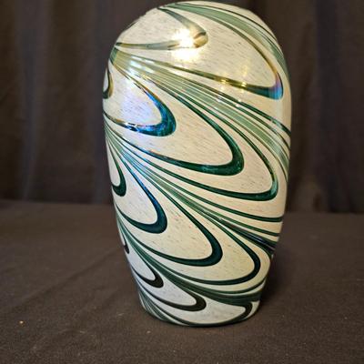 Pair of Blown Glass Vases in Pullerd Feather Style (BD-JS)