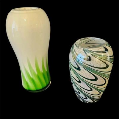 Pair of Blown Glass Vases in Pullerd Feather Style (BD-JS)