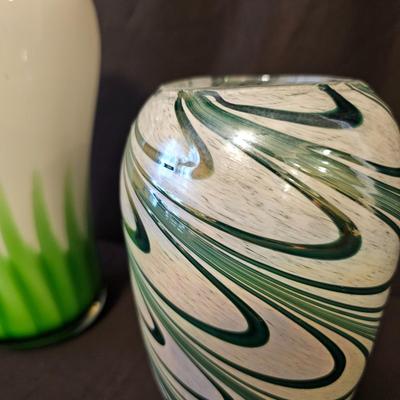 Pair of Blown Glass Vases in Pullerd Feather Style (BD-JS)