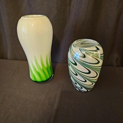 Pair of Blown Glass Vases in Pullerd Feather Style (BD-JS)