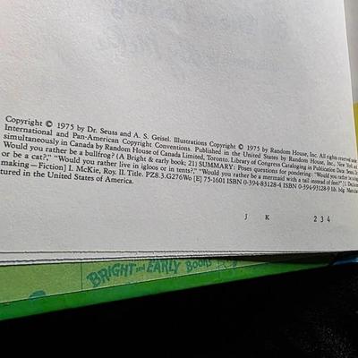 Vintage 1975 Would You Rather Be a Bullfrog? by Theo. LeSieg (Dr. Seuss) | Bright & Early Books Hardcover | Classic Lime-Green Cover...