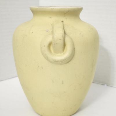 Coors Pottery Vase Made in Colorado USA Pale Yellow Glaze Marked C003 Mid Century American Art Pottery