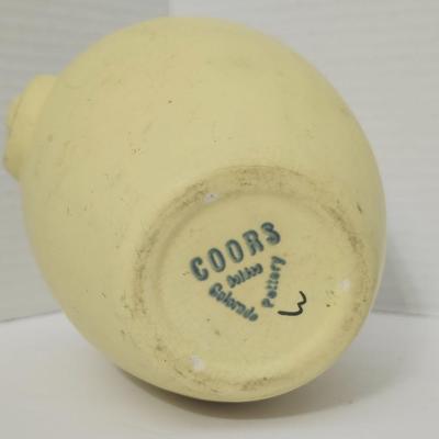 Coors Pottery Vase Made in Colorado USA Pale Yellow Glaze Marked C003 Mid Century American Art Pottery