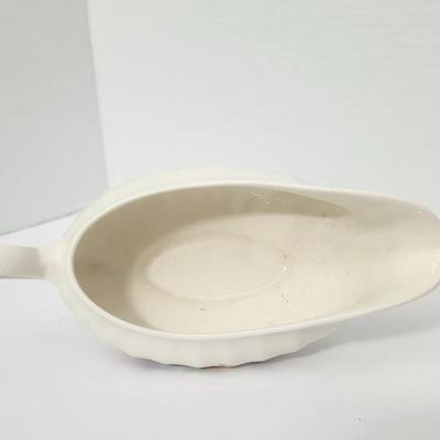 Edwin M Knowles Semi Vitreous China Gravy Boat Made in USA Floral Pattern 487 Vintage Tableware