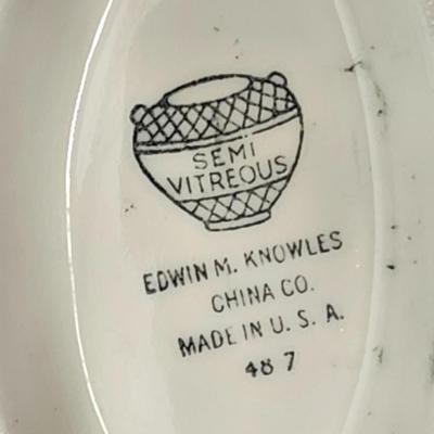Edwin M Knowles Semi Vitreous China Gravy Boat Made in USA Floral Pattern 487 Vintage Tableware