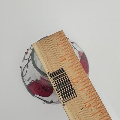 Cardinal Winter Scene Glass Lighted Vase Candle Holder Made in China Holiday Decor