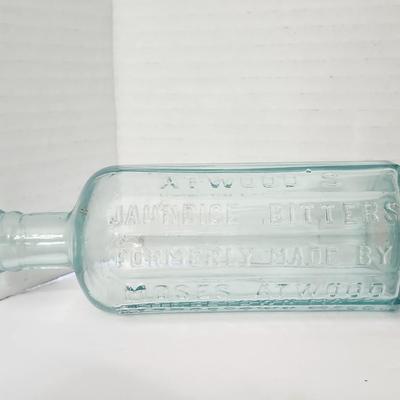 Atwood’s Jaundice Bitters Embossed Glass Bottle Moses Atwood Georgetown Massachusetts Antique