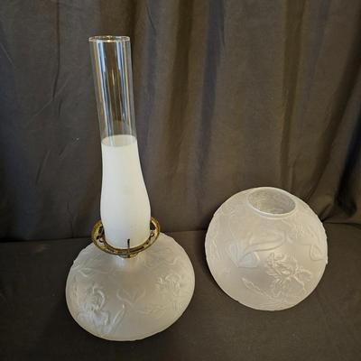 Vintage Opalescent Embossed Glass Oil Lamp & More (BD-JS)