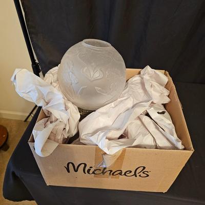 Vintage Opalescent Embossed Glass Oil Lamp & More (BD-JS)