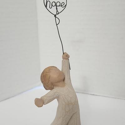 Willow Tree “Hope” Figurine with Wire Balloon Susan Lordi Demdaco Hand Painted Resin Sculpture