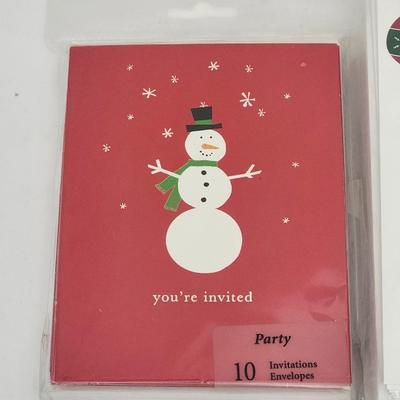 Holiday Party Invitation Card Sets Snowman & Ornament Designs Mixed Packaging Condition