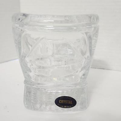 Vintage Lead Crystal Sleigh Candy Dish 24% Lead Crystal Made in USA with Original Box