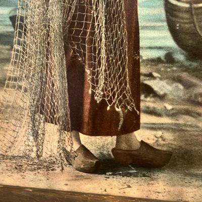 Late 19th Century Hand-Colored Lithograph in Ornate Floral-Design Gilt Frame