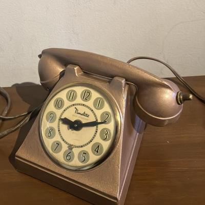 Vintage 1940s-1950s Timelite Rotary Telephone Shaped Electric Clock & Cigarette Lighter by Alba Art