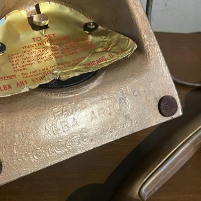 Vintage 1940s-1950s Timelite Rotary Telephone Shaped Electric Clock & Cigarette Lighter by Alba Art