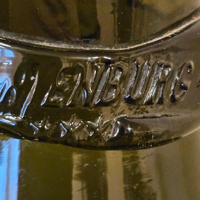 Large Green Glass Demijohn Bottle & Stand (