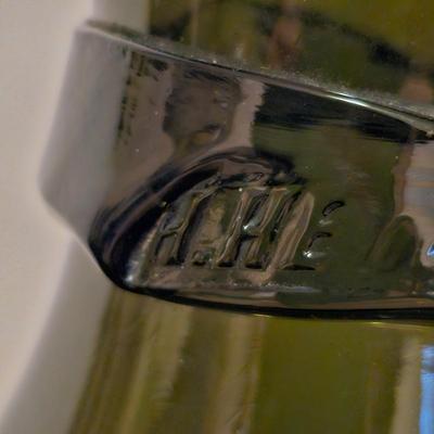 Large Green Glass Demijohn Bottle & Stand (