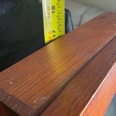 Vintage Cherry Wood Spinning Tabletop Jewelry Armoire Cabinet | Glass Mirror Door Dual Side Storage | Necklace Hooks Ring Cushion |...