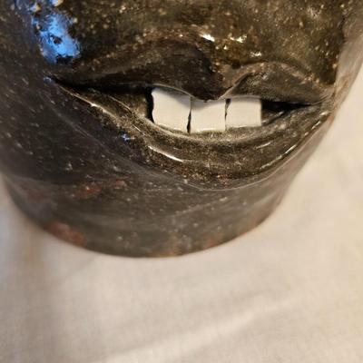 Pair of Signed Meaders Alkaline Glazed Stoneware Face Jugs (BD-JS)